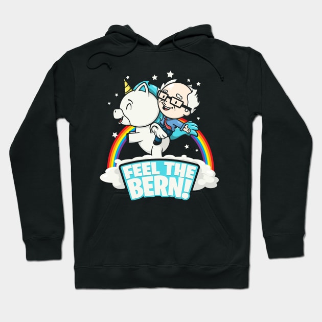 Bernie Sanders Feel The Burn Unicorn Rainbow Cartoon Hoodie by SWIFTYSPADE